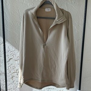 Polartec 1/4 Zip Pullover Activewear Shirt Jacket Women’s large Regular Beige
